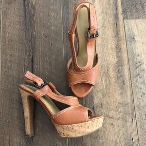Nine West 5 inch tan heels